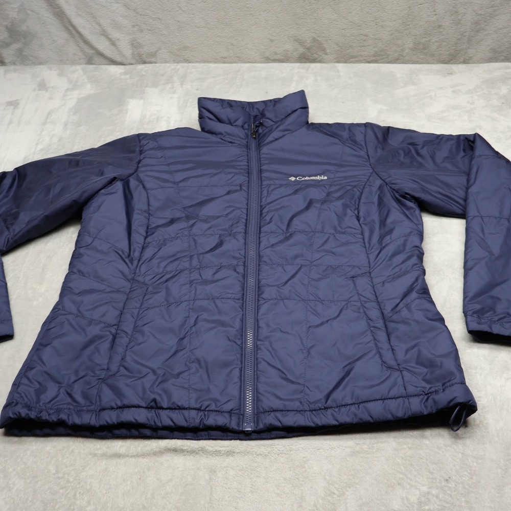 Columbia Jacket Womens Large Blue Quilted Full Zip insulated Therma Coil Puffer